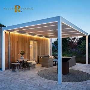 3x3 6x4 4x4 Wall Mounted Modern Bioclimate Rot Proof Waterproof Terrace Retractable Motorized Louver Pergola Aluminium Outdoor