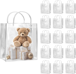Small Size Logo Color Design Transparent PVC Hand Length Handle Shoulder Closure Tote Shopping <b>Bag</b> for Girls <b>Gift</b> - Product Image 1