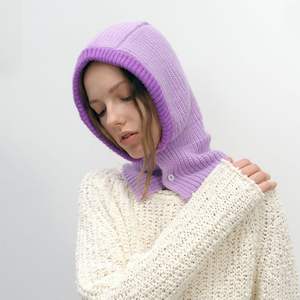 Bonnet d'hiver en tricot pour <span class=keywords><strong>femme</strong></span>, cagoule, écharpe chaude, bonnet en laine, cache-cou, col, cache-oreilles - Product Image 1