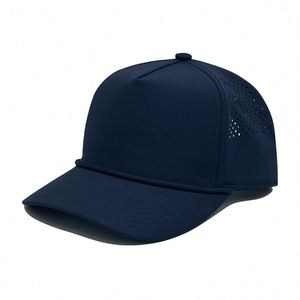 Quick Dry Baseball Laser Cut Mesh Ball Curved Brim Snapback Rope Cap 5 Panel Retro Flat Bill Upf 50+ Water Repellent <b>Hat</b> - Product Image 3