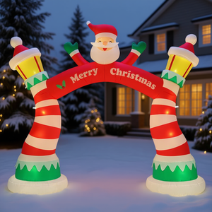 Arche gonflable de Noël illuminée de 8,9 pieds avec Père Noël, décoration de jardin extérieure avec lumières LED intégrées, décoration de fête - Product Image 2
