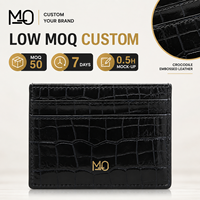 Portefeuille ultra-fin multi-fentes en cuir noir gaufré croco pour cadeaux d'entreprise et programmes d'accessoires de mode