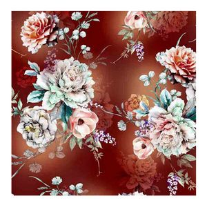 Tela de gasa de crepé suave, poliéster 75D, personalizado, bonito diseño de flores, impresión digital, para Vestido largo de mujer - Product Image 1