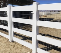 Valla para Ganado Preensamblada de Fábrica Fentech, Valla Blanca de 4 Rieles para Caballos y Ranchos