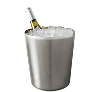 Seau à glace en acier inoxydable pour vin et boissons, finition satinée, personnalisable, vente en gros pour fabricants, idéal pour bars et restaurants.