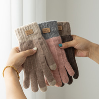 Guantes cálidos de punto elástico para hombre y mujer, manoplas de invierno para mantener el calor, guantes de moda para mujer con dedos completos, guantes de ganchillo para montar a caballo y esquiar
