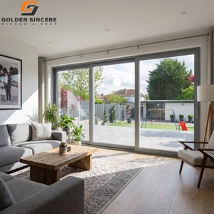 Porte coulissante en verre multipanneaux GS pour intérieur avec écran en acier inoxydable, verre simple - Product Image 4