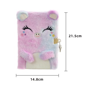 Carnet pour enfants à thème de dessin animé, cadeaux, couverture en peluche <span class=keywords><strong>chat</strong></span> mignon kawaii, <span class=keywords><strong>journal</strong></span> avec serrure - Product Image 6