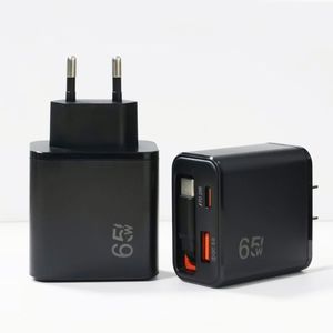 65W UK/US/EU 2-Port USB A+<b>C</b> Travel Charger Retractable <b>C</b> <b>Cable</b> PD QC 3.0 Fast <b>Charging</b> for Mobile Phone Power Adapter - Product Image 3