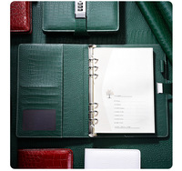 Vente en gros de haute qualité impression personnalisée couverture en cuir A6 couverture rigide cahier journaux planificateur quotidien avec serrure à combinaison