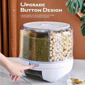 Food Grain Storage Container <b>Large</b> Capacity 6-Grid Rice Dispenser BPA-free Eco-friendly Lacquer Space Saving Food Packaging - Product Image 2