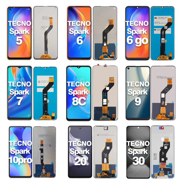 Mobile Phone LCDs for Tecno Spark 5 6 6 Go 7 8c 9 10 Pro 20 30 Phone Lcd Screen Supplier Mobile Screen