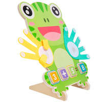 Horloge en bois Montessori pour enfants, jeu de comptage des doigts en forme de grenouille, jeu de société mathématique, aides pédagogiques éducatives, jouets cadeaux pour l'apprentissage des enfants
