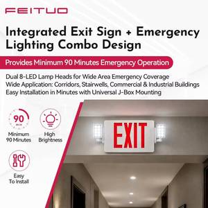 Panneau de signalisation d'urgence LED FEITUO, modèle JLECD2RW, avec lettrage rouge et boîtier en ABS, fabriqué dans une usine vietnamienne, adapté - Product Image 2
