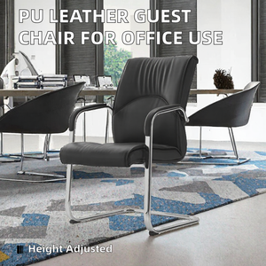 Silla de Oficina Ejecutiva Moderna de Cuero PU para Invitados, con Altura Ajustable, para Reuniones y Recepción - Product Image 2