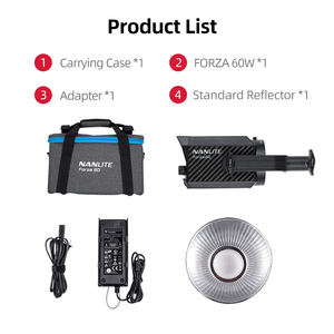 ไฟถ่ายภาพ <span class=keywords><strong>NANLITE</strong></span> Forza <span class=keywords><strong>60W</strong></span> 5600K ไฟ LED พกพาสำหรับใช้งานกลางแจ้ง ไฟ COB เดี่ยว พร้อมขาตั้ง Bowens สำหรับถ่ายวิดีโอสดบน Youtube - Product Image 2