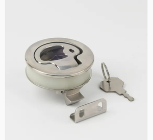 Poignée à bouton-poussoir encastrée en acier inoxydable 316 pour armoires électriques, panneaux de commande et coffrets d'équipement - Product Image 1