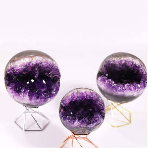 Cristalli naturali ametista Druzy sfera di cristallo ametista agata sfera Geode con sorridente per la decorazione regalo - Product Image 6