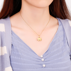 Nouveau collier pendentif chat mignon de dessin animé, simple et ludique, avec petite fleur, chaîne de clavicule, collier personnalisé - Product Image 2