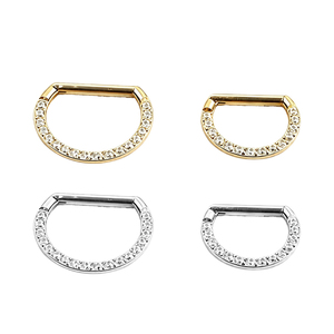 <span class=keywords><strong>Piercing</strong></span> de titanio F136 G23 con forma de D, estilo punk, con cristales de imitación, para pezón, oreja y cartílago, para mujeres y niñas - Product Image 3