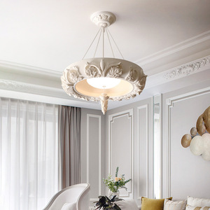 Designer Carved Resin Chandelier French Style Luxury Retro Lighting for <b>Dining</b> Room Living Room Bedroom-Main Palatial <b>Light</b> - Product Image 1