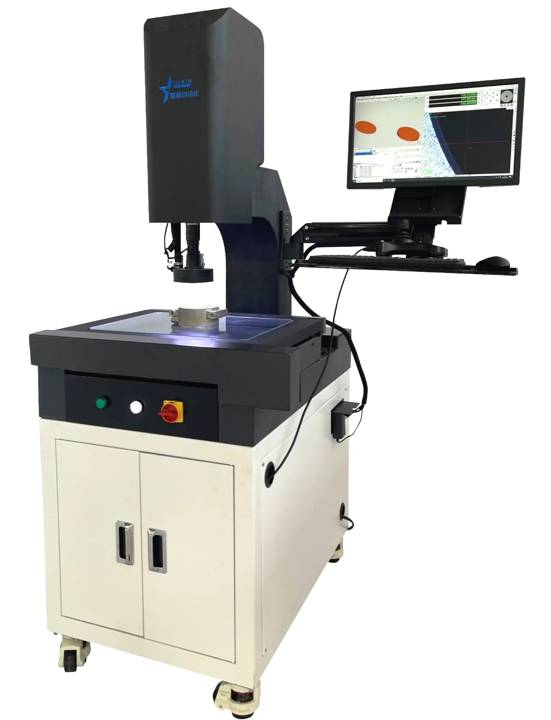 Micron level automatic size measuring instrument for detecting the concentricity of circular rings