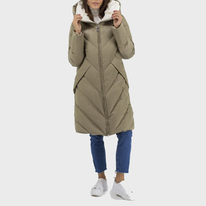 Giacca Invernale Personalizzata con Zip per Donna, Antivento, Taglie Forti, Moda Lunga, Piumino di Lusso <span class=keywords><strong>Trapuntato</strong></span> in Piuma d'Oca Bianca - Product Image 1