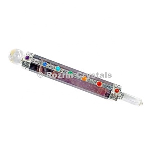 Grossiste en cristaux de Rozrin, baguettes de guérison en améthyste pour le chakra, pierres précieuses sculptées et gravées pour la décoration intérieure - Product Image 1