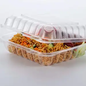 Clear Transparent Hinged PP5 Tray Polypropylene Containers Food Box Trays With Lids Disposable Microwavable PP Plastic Container