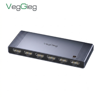 VegGieg HDMI 2.0 4K 60Hz Conmutador 5x1, Selector HDMI de 5 Puertos con Control Remoto IR y Cable de Alimentación USB, Molde Privado, Conexión en Caliente