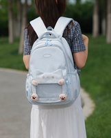 Mochila Escolar Impermeable con Forma de Gato para Niños, con Ventana Transparente y Compartimento para Carro, Linda Mochila Escolar con Cara de Gato para Niñas