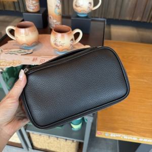 Golden Brown Litchi-Pattern PU Makeup <b>Bag</b> <b>Toiletry</b> <b>Bag</b> Travel <b>Bag</b> Makeup Tool Storage Embroidery Logo For Travel - Product Image 3