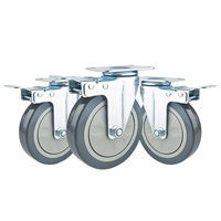Roulettes universelles silencieuses anti-enroulement de taille moyenne Chariot de salle à manger gris à essieu unique Tige à vis OEM personnalisable