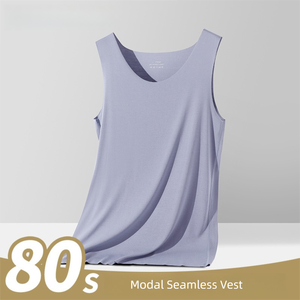 Canotta <span class=keywords><strong>Uomo</strong></span> Nuovo Design 2026, Sottomaglia Traspirante in Tessuto Senza Cuciture Lyocell Modal Anni '80 per Fitness - Product Image 2