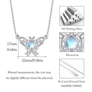 مجوهرات أنيقة ، قلادة من الفضة الإسترليني من حجر القمر ، عقدة سلتيك ، قلادة فراشة - Product Image 2