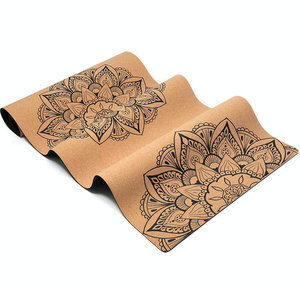 Tapete <span class=keywords><strong>de</strong></span> Yoga <span class=keywords><strong>de</strong></span> <span class=keywords><strong>Corcho</strong></span> con Diseño <span class=keywords><strong>de</strong></span> Madera y Yute Estampado con Motivos Naturales <span class=keywords><strong>de</strong></span> Alta Calidad - Product Image 2