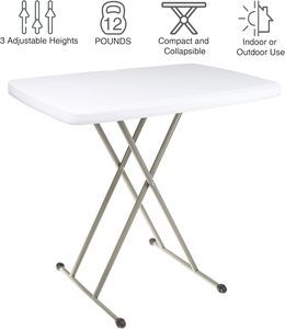 Lightweight Portable 110LBS Capacity Folding Adjustable <strong>Small</strong> Plastic <strong>Table</strong> for <strong>Camping</strong>, Playing Cards and Crafting - Product Image 4