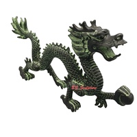 Décoration de Jardin Métal Chinois Bronze Dragon Fengshui Laiton Dragon Statue Sculpture