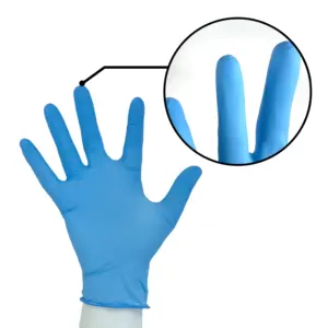Guantes de nitrilo desechables con textura de dedo personal Guante de nitrilo azul sin polvo para examen Dental