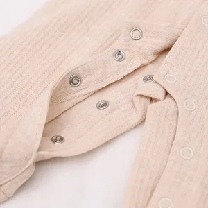 Baby Footie Pajamas Organic Cotton Stripe Jacquard Newborn Baby Clothes With Button