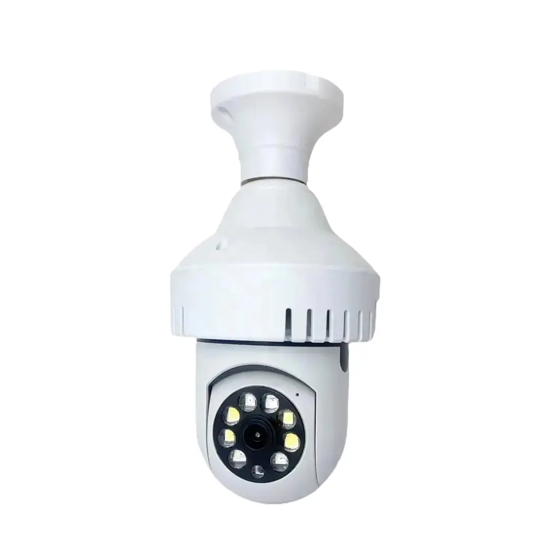 New design E27 light bulb camera Smoke sensing camera with motion tracking night vision alarm function