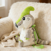 Sac à dos personnalisé pour enfants avec jouets en peluche, créant un dinosaure Parasaurolophus en peluche douce