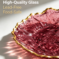 Assiettes en verre violet à bord doré, lot de 3 pièces, 16 cm, 22 cm, 24,5 cm, vaisselle de luxe pour mariage, banquet, hôtel, vaisselle personnalisée, assiettes de luxe