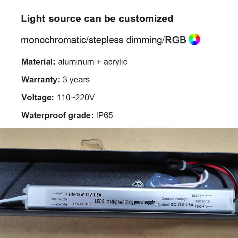 Overseas Warehousing Long Strip Ip65 Led Wall Lamp Exterior Wall Lights Outdoor Garden Linear Exterior Wall Light · image 3