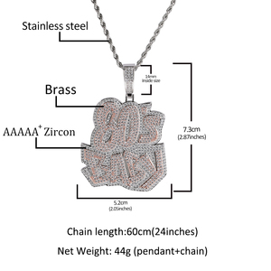 Kalung huruf liontin bayi 80, perhiasan trendi kalung pria wanita berlapis emas 18K liontin dua nada warna - Product Image 6