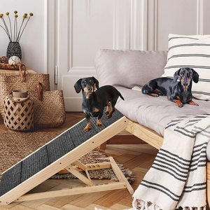 Rampa ajustable de madera para <span class=keywords><strong>perros</strong></span> y mascotas, cómoda alfombra plegable antideslizante, <span class=keywords><strong>escalera</strong></span> de escalada plegable para cama de coche, transportadores de mascotas - Product Image 4