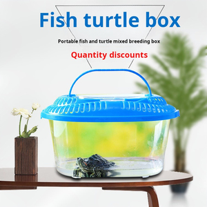 Mini caja de plástico para peces de 18,8 cm, portador de tortugas transparente de mano, tanque de agua para peces y Mascotas - Product Image 3
