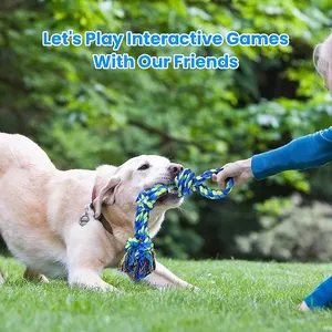 Commercio all'ingrosso Pet Interactive Tug War Game Toys Squeaky Puppy dentizione giocattoli da masticare corda di cotone per uso alimentare Pet tug-of-war Toys