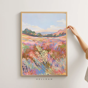 Paisaje Moderno de Campo Tranquilo con Flores Silvestres, Óleo sobre Lienzo, Arte de Pared, Decoración para Dormitorio, Ambiente Relajante - Product Image 4