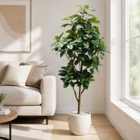 Künstlicher Polyscias Balfouriana Baum, Künstliche Grüne Aralia-Pflanze im Topf für Heim, Büro, Hotel, Innenlandschaftsgestaltung und Dekoration